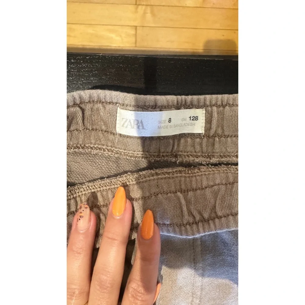 Zara Boys Tan Acid Wash Cargo Jogger Pants Size 8